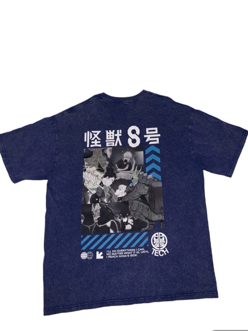 Kaiju No 8 Anime Oversized Tee Men’s XL Blue Washed Vintage Tengu Shirt